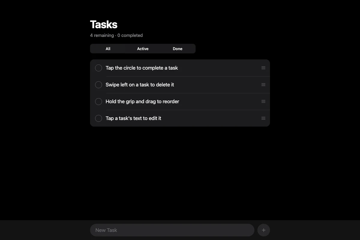 Tasks 深色界面预览